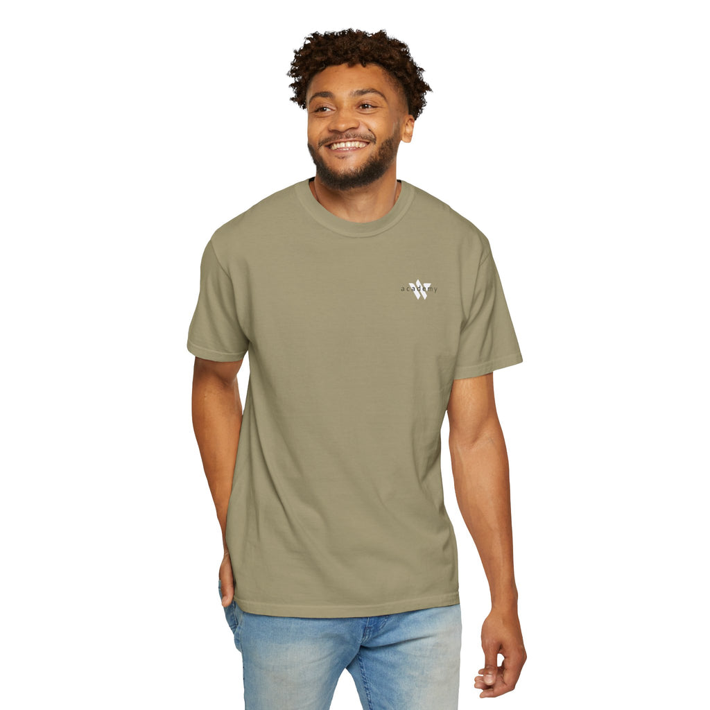 11 - Woodland Academy Kakhi T-Shirt — Minimal Logo Tee for Leaders & Coaches