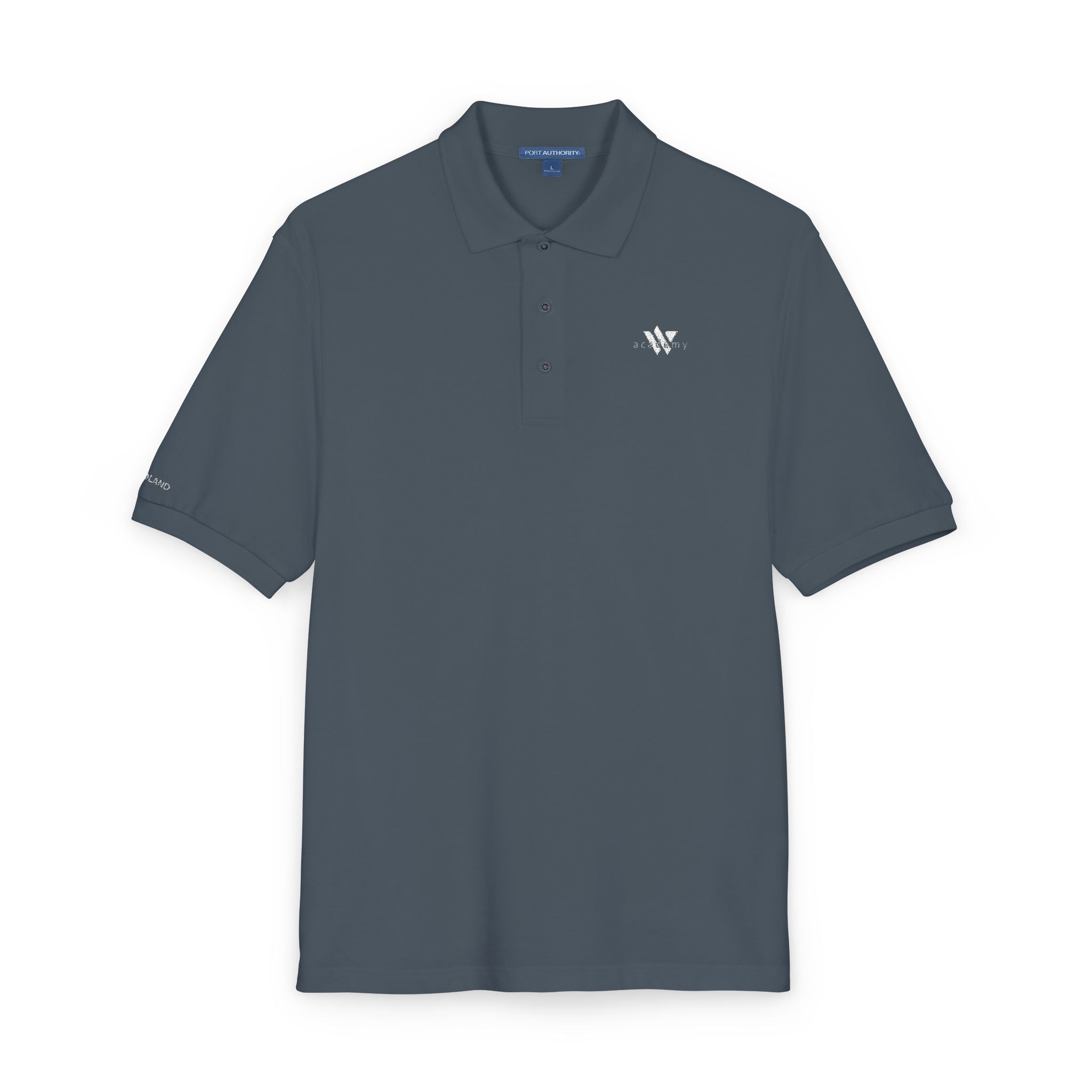 114 - Woodland Academy Embroidered Multi Color Classic Polo Shirt — Small Chest Crest Logo
