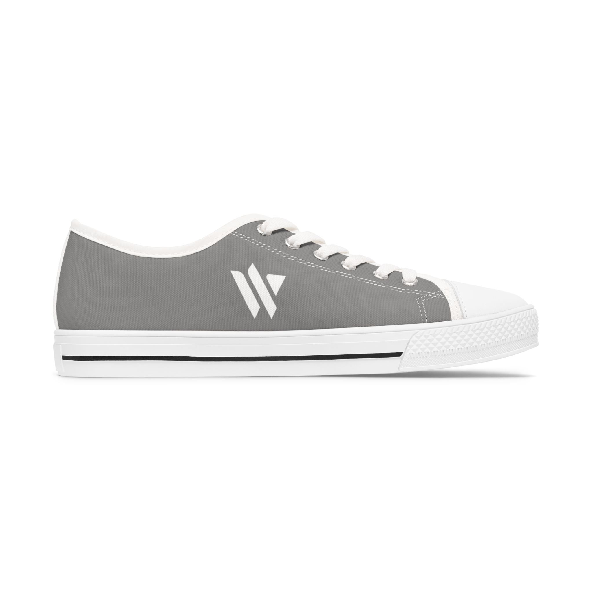 4 - Women's Low Top Sneakers — Minimal White Canvas Shoes with 'academy' Script Accent