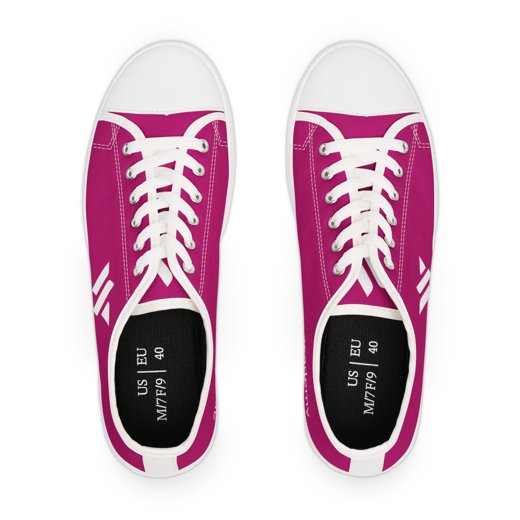 4 - Women's Low Top Sneakers — Minimal White Canvas Shoes with 'academy' Script Accent