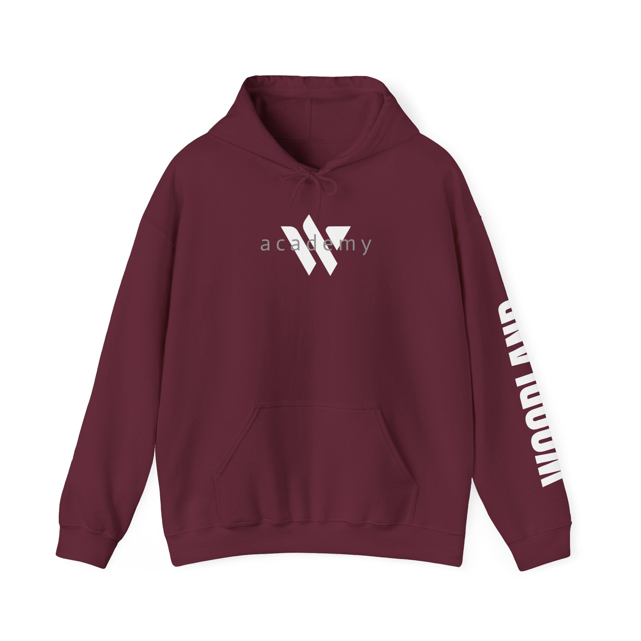 16 - Academy Printed Logo Multi Colors Hoodie — Woodland Sleeve Graphic Hooded Sweatshirt
