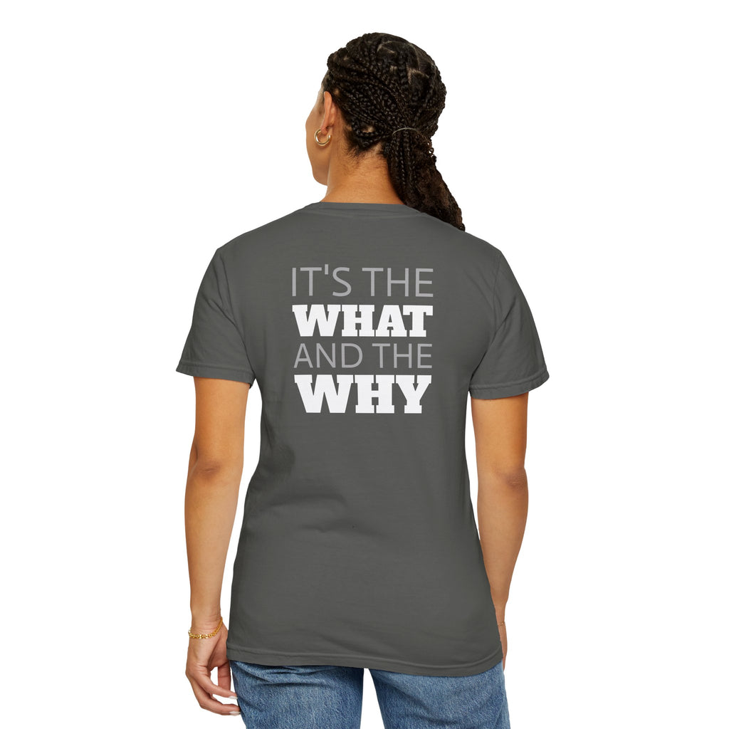 91 - Outcome Leadership- It’s the What and the Why - Multi Color T-Shirt — Minimal Logo Tee for Leaders & Coaches