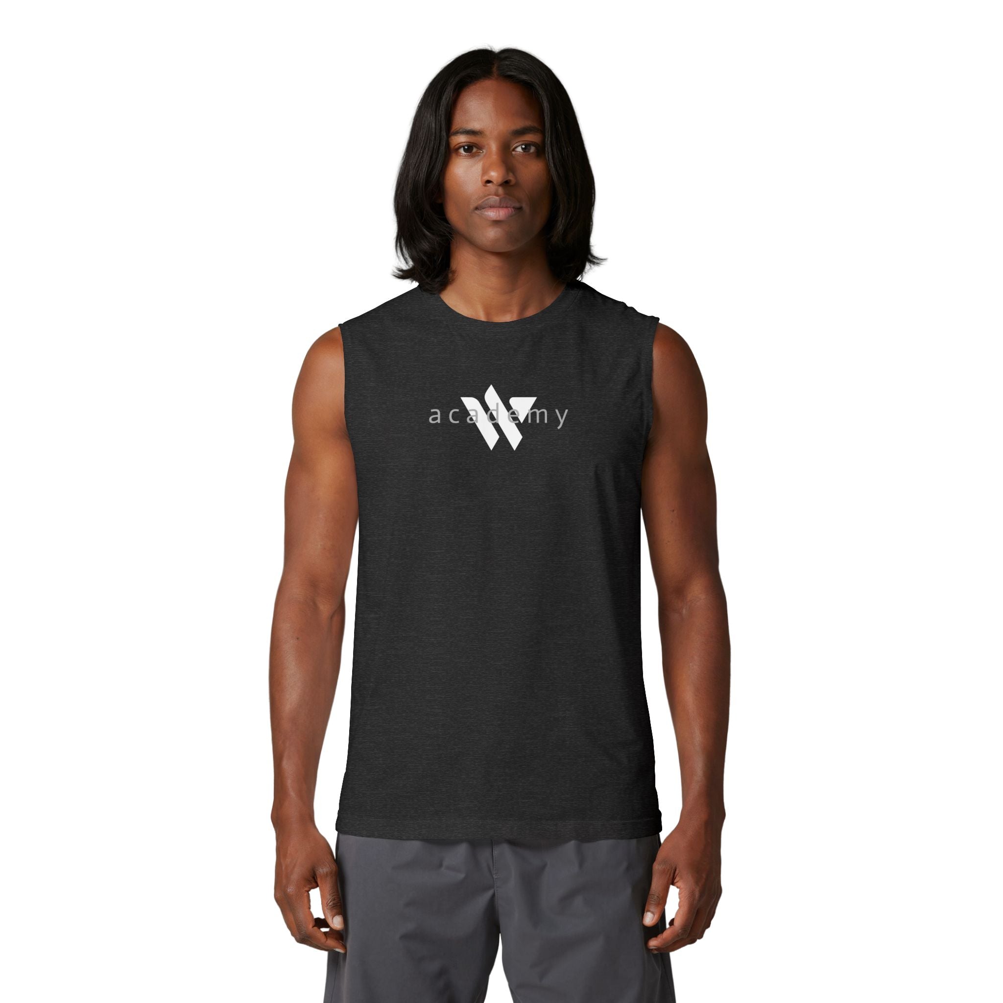111 - Woodland Academy Muscle Tank — Minimal Black Gym Tank Top